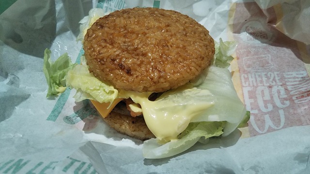 rice burger bun, or "gohan" burger in Japan